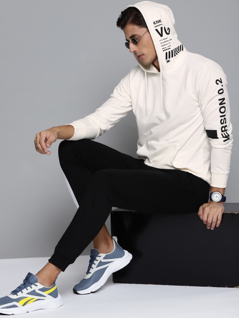 

Kook N Keech Men Off White Placement Print Hooded Sweatshirt