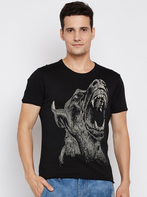 

Ed Hardy Men Black Printed Round Neck Pure Cotton T-shirt