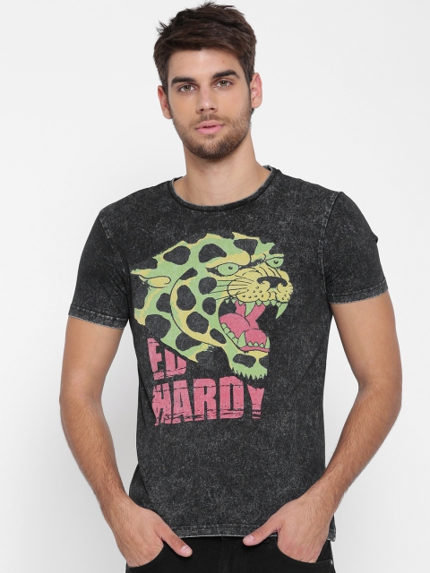 

Ed Hardy Men Black Printed Round Neck T-shirt