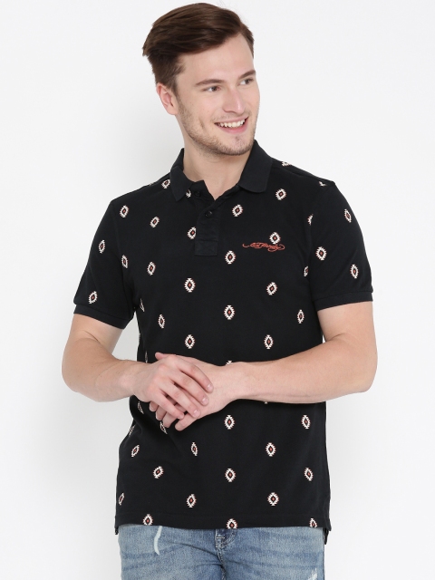 

Ed Hardy Men Black Printed Polo Collar T-shirt