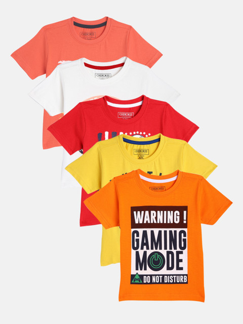 

Cherokee Boys Pack of 5 Cotton Regular Fit T-shirts, Orange