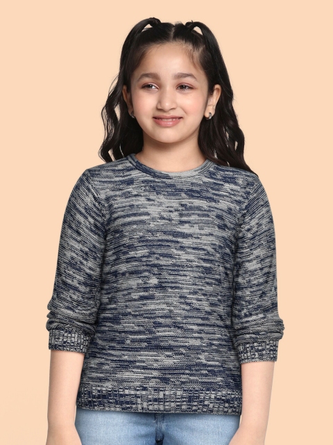 

Cherokee Girls Grey & Navy Blue Self Design Pullover