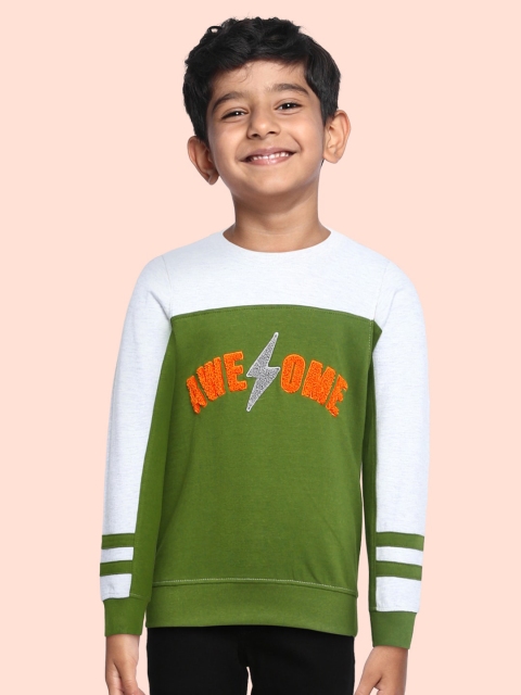 

Cherokee Boys Olive Green & White Colourblocked Sweatshirt