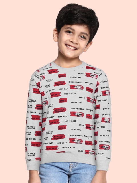 

Cherokee Boys Grey Melange Printed Sweatshirt