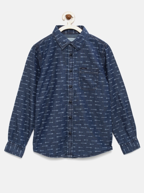 

Pepe Jeans Boys Blue Printed Casual Shirt