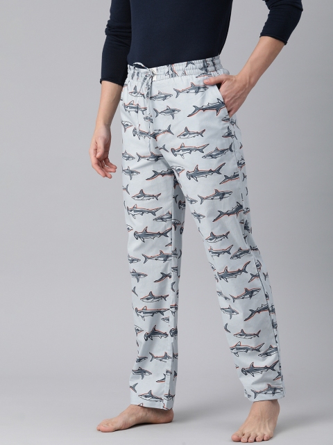 

abof Men Blue & Grey Printed Lounge Pants