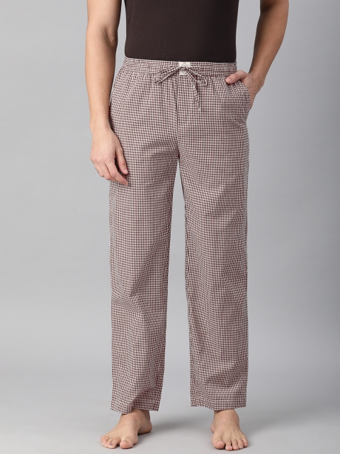 

Abof Men Burgundy & White Checked Pure Cotton Lounge Pants