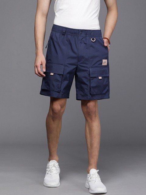 

Nike Men Navy Blue Solid Mid-Rise Cargo Shorts