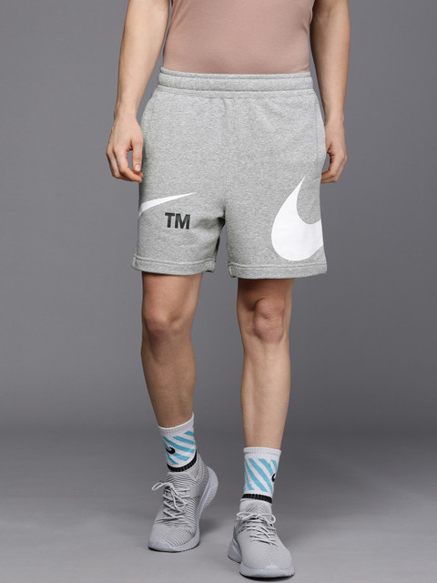 

Nike Men Grey Brand Logo Printed Mid-Rise SWOOSH FT Sports Shorts