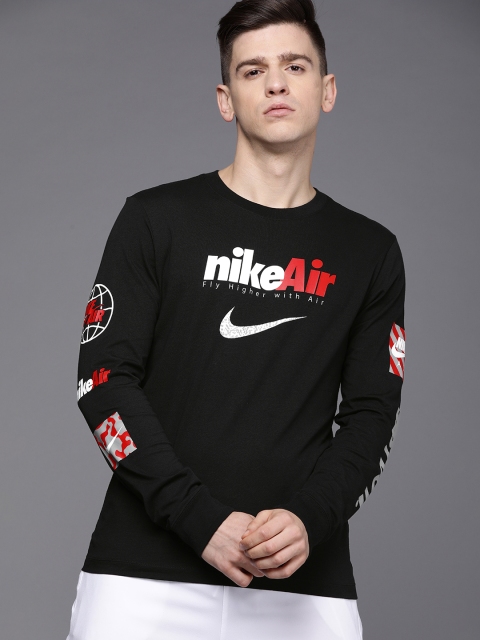 

Nike Men Black White Printed Pure Cotton T-shirt