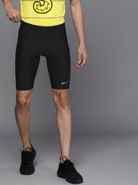 

Nike Men Black Solid AS Dri-Fit Fast Half Length Running Tights