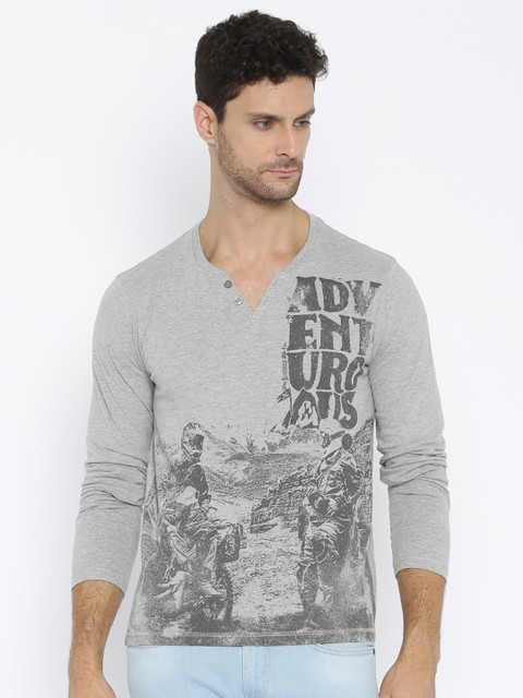 

Roadster Grey Printed T-shirt