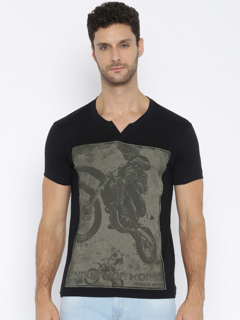 

Roadster Black Printed T-shirt