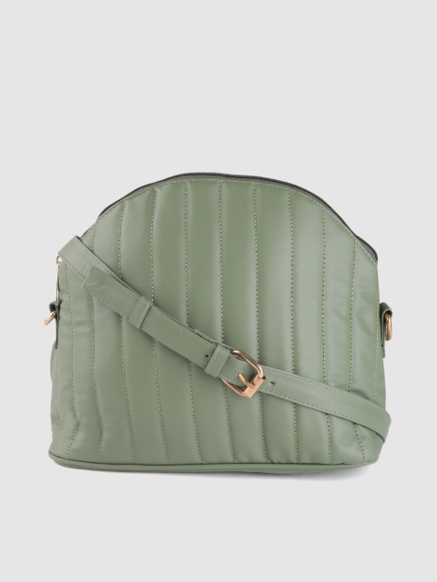

DressBerry Olive Green Quilted Sling Bag