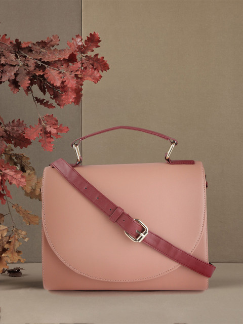 

Mast & Harbour Women Pink Solid Satchel Bag