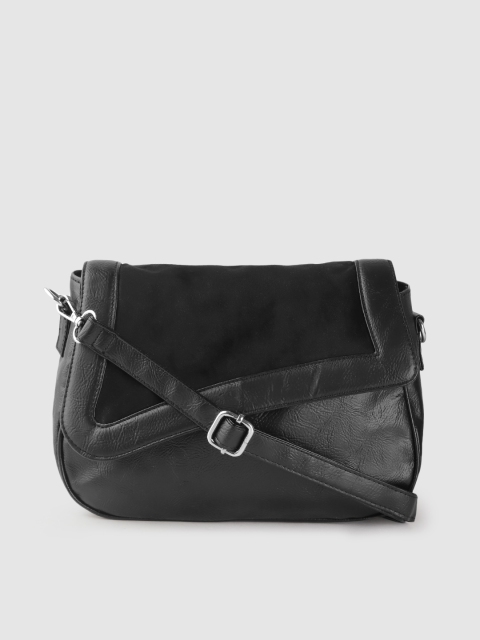 

Roadster Women Black Textured Structured Sling Bag