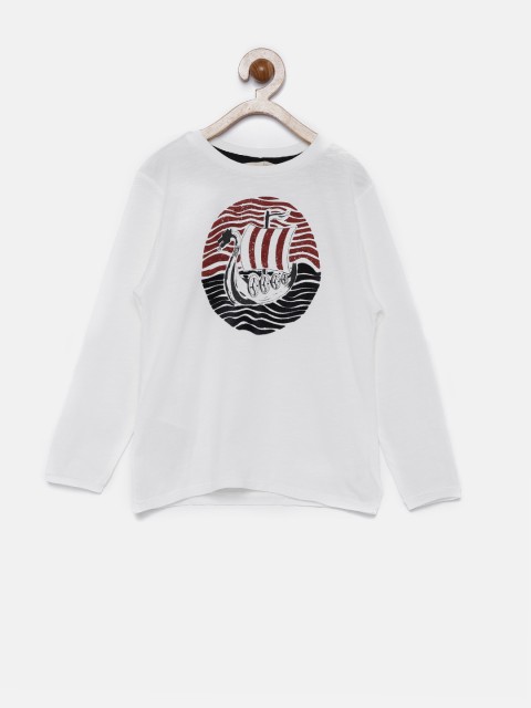 

MANGO Kids Boys White Printed T-shirt