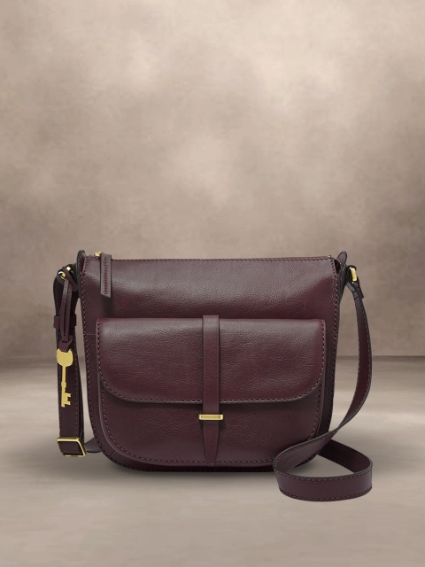 

Fossil Purple Leather Structured Sling Bag