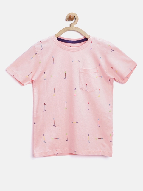 

U.S. Polo Assn. Kids Boys Pink Printed Round Neck T-shirt