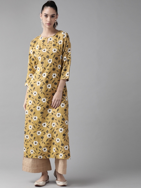 

Ginni Arora Label Women Beige Key Hole Floral Kurta