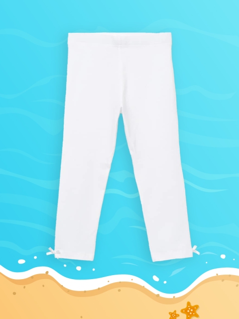 

max Girls White Solid Ankle-Length Leggings