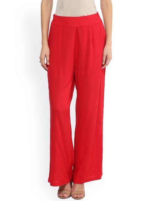 

Fusion Beats Women Red Solid Palazzo Trousers