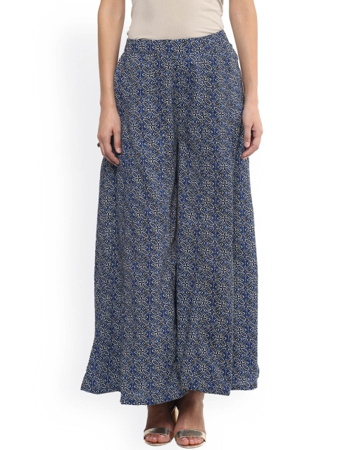 

Fusion Beats Women Blue Printed Palazzo Trousers