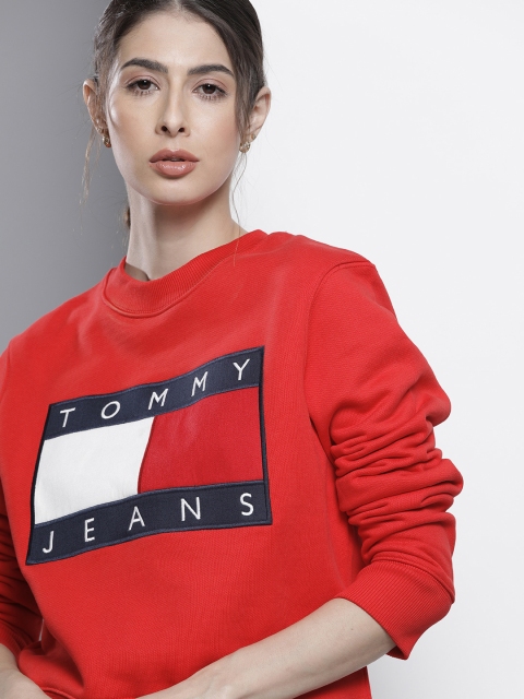 

Tommy Hilfiger Women Red Logo Embroidered Sweatshirt