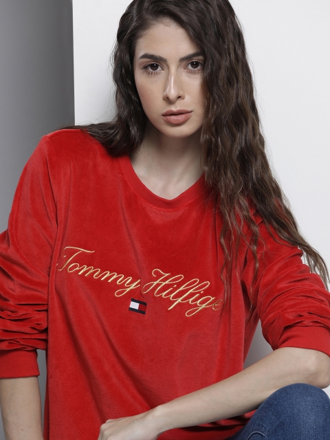 

Tommy Hilfiger Women Red Brand Logo Printed Sweatshirt