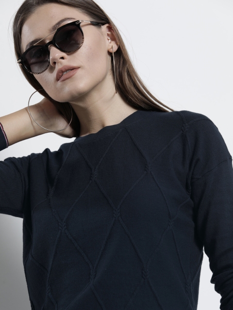 

Tommy Hilfiger Women Navy Blue Cable Knit Pullover Sweater