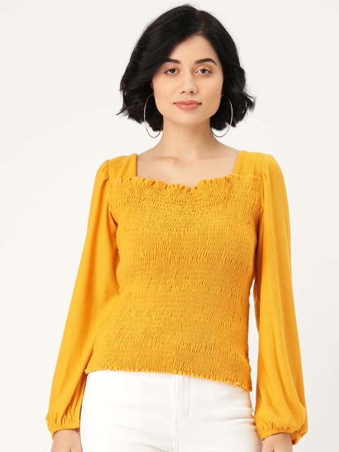 

Madame Mustard Puff Sleeve Smocked Fitted Top