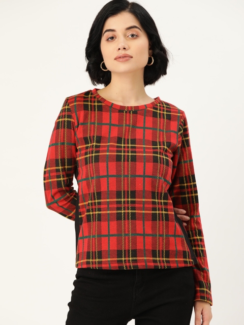 

Madame Red & Black Checked Regular Top