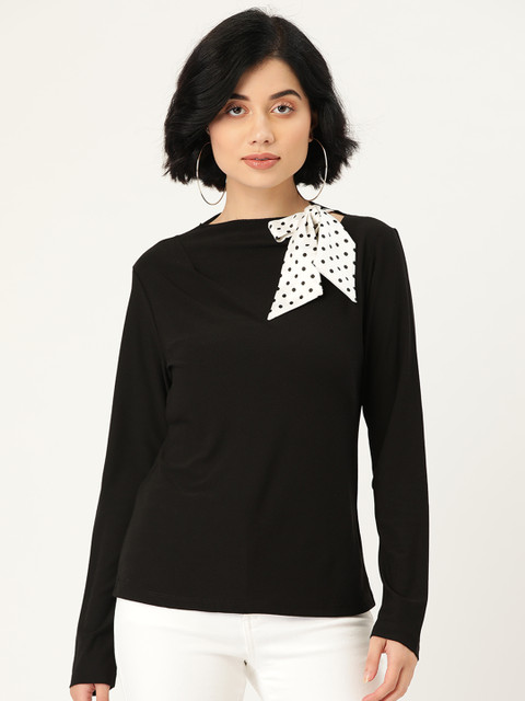 

Madame Black Tie-Up Neck Fitted Top