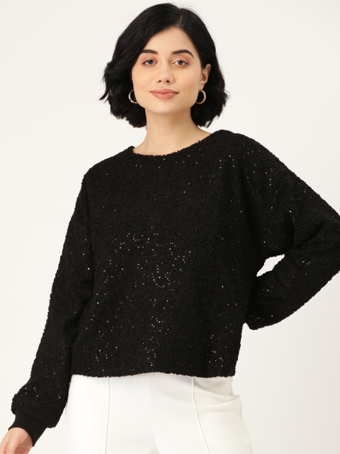 

Madame Black Puff Sleeve Regular Winter Top
