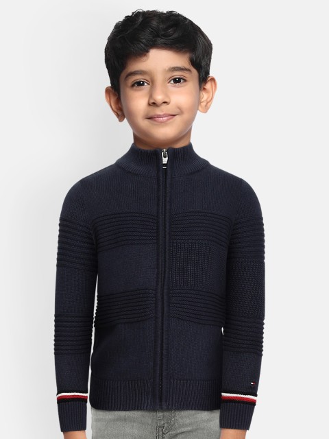 

Tommy Hilfiger Boys Navy Blue Self Design Pure Organic Cotton Cardigan