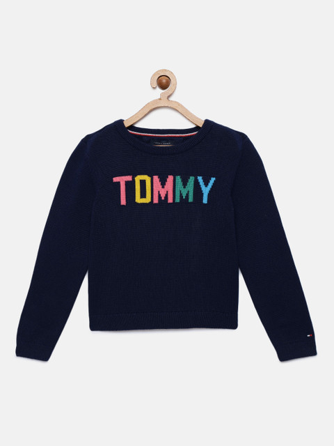 

Tommy Hilfiger Girls Blue Typography Pure Cotton Pullover