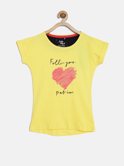 

Palm Tree by Gini & Jony Girls Yellow Printed Top