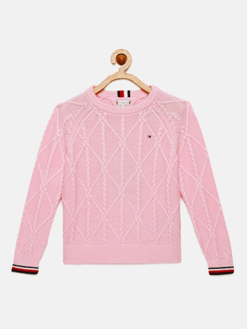 

Tommy Hilfiger Girls Pink Solid Pure Cotton Pullover