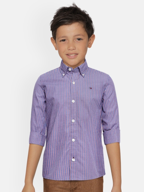 

Tommy Hilfiger Boys Blue Striped Pure Cotton Casual Shirt