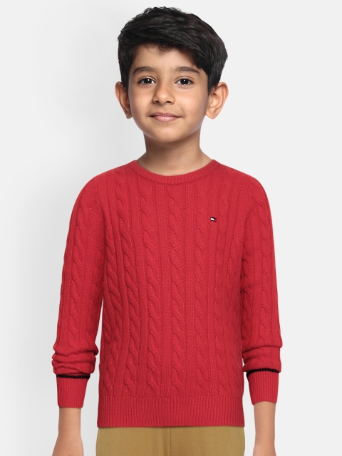

Tommy Hilfiger Boys Red Cable Knit Pullover