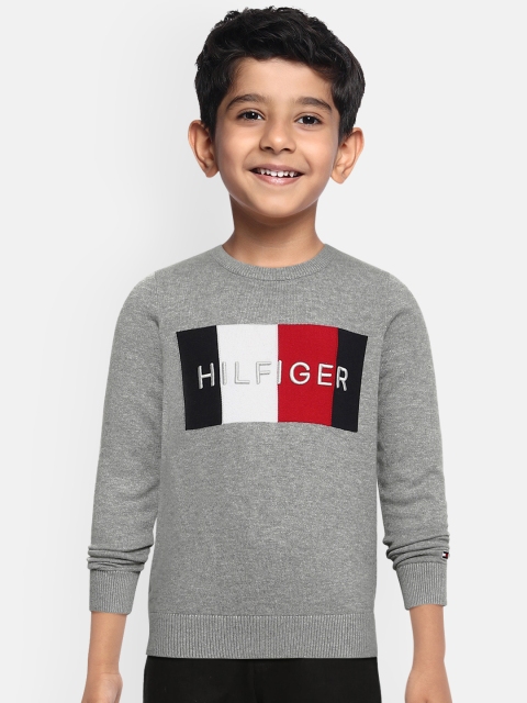 

Tommy Hilfiger Boys Grey Typography Pure Cotton Pullover