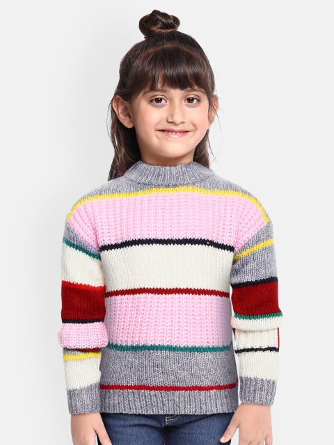 

Tommy Hilfiger Girls Grey & Pink Striped Pullover