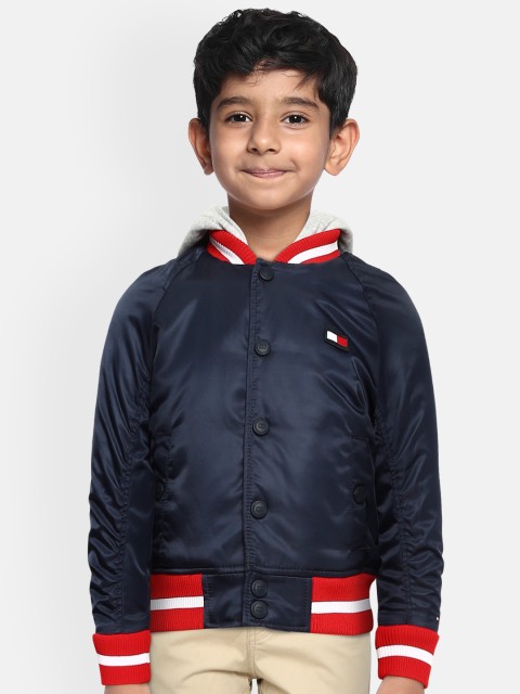 

Tommy Hilfiger Boys Navy Blue Solid Bomber Jacket