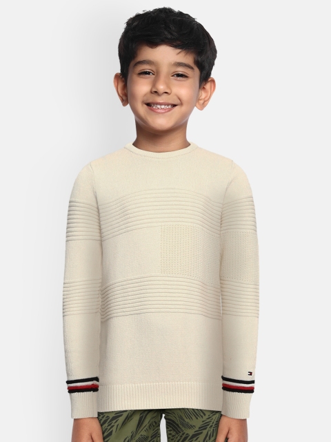 

Tommy Hilfiger Boys Off-White Self-Design Pure Cotton Pullover