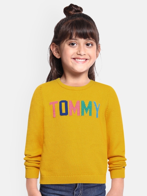 

Tommy Hilfiger Girls Yellow Typography Pure Cotton Pullover