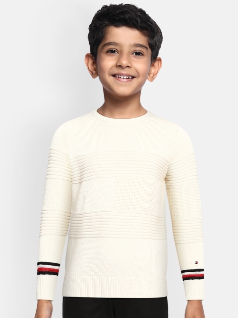 

Tommy Hilfiger Boys Off-White Self Design Pure Organic Cotton Pullover