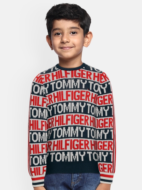 

Tommy Hilfiger Boys Black & Red Typography Pure Cotton Pullover