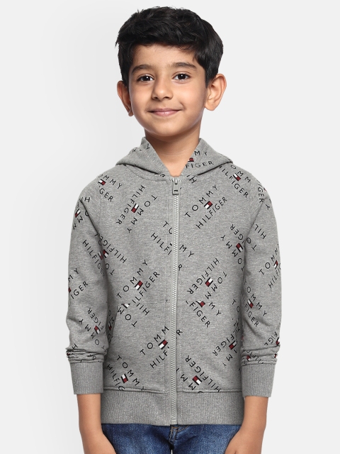 

Tommy Hilfiger Boys Grey Printed Hooded Sweatshirt