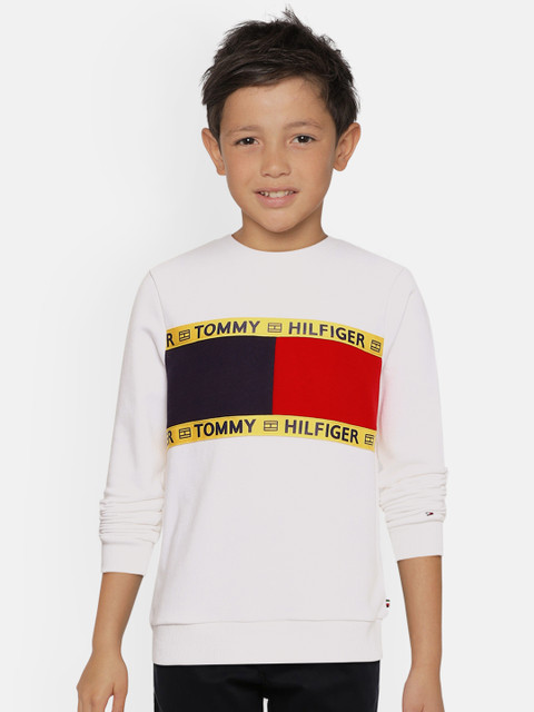 

Tommy Hilfiger Boys White Colourblocked Pure Cotton Sweatshirt