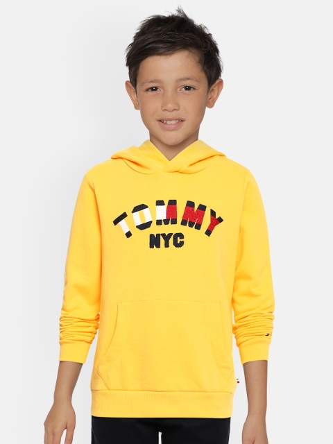 

Tommy Hilfiger Unisex Yellow Pure Cotton Hooded Sweatshirt